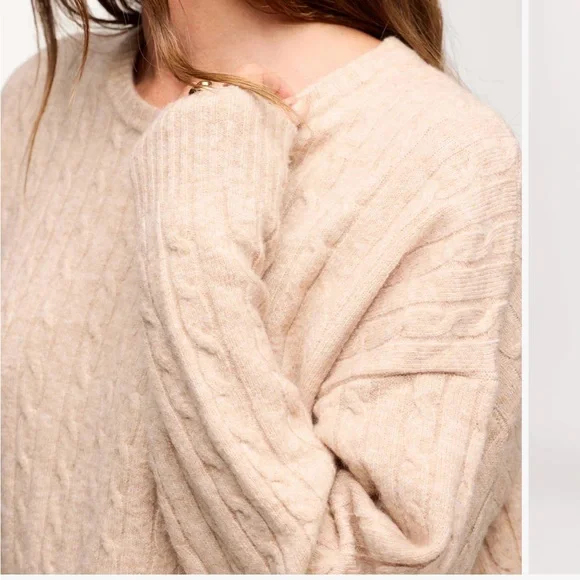 Nuuds Cable Crewneck Sweater Heather Oat XL - Picture 4 of 12